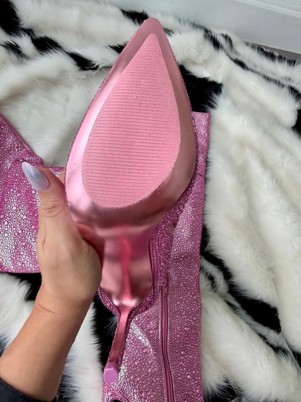 Steve Madden Pink Crystal Over the Knee Gorgeous Boots never worn just tried, 8